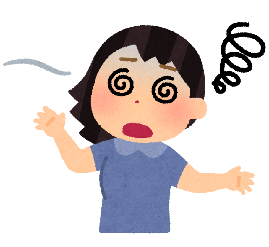 鎮静剤による血圧低下やめまいのイメージ
