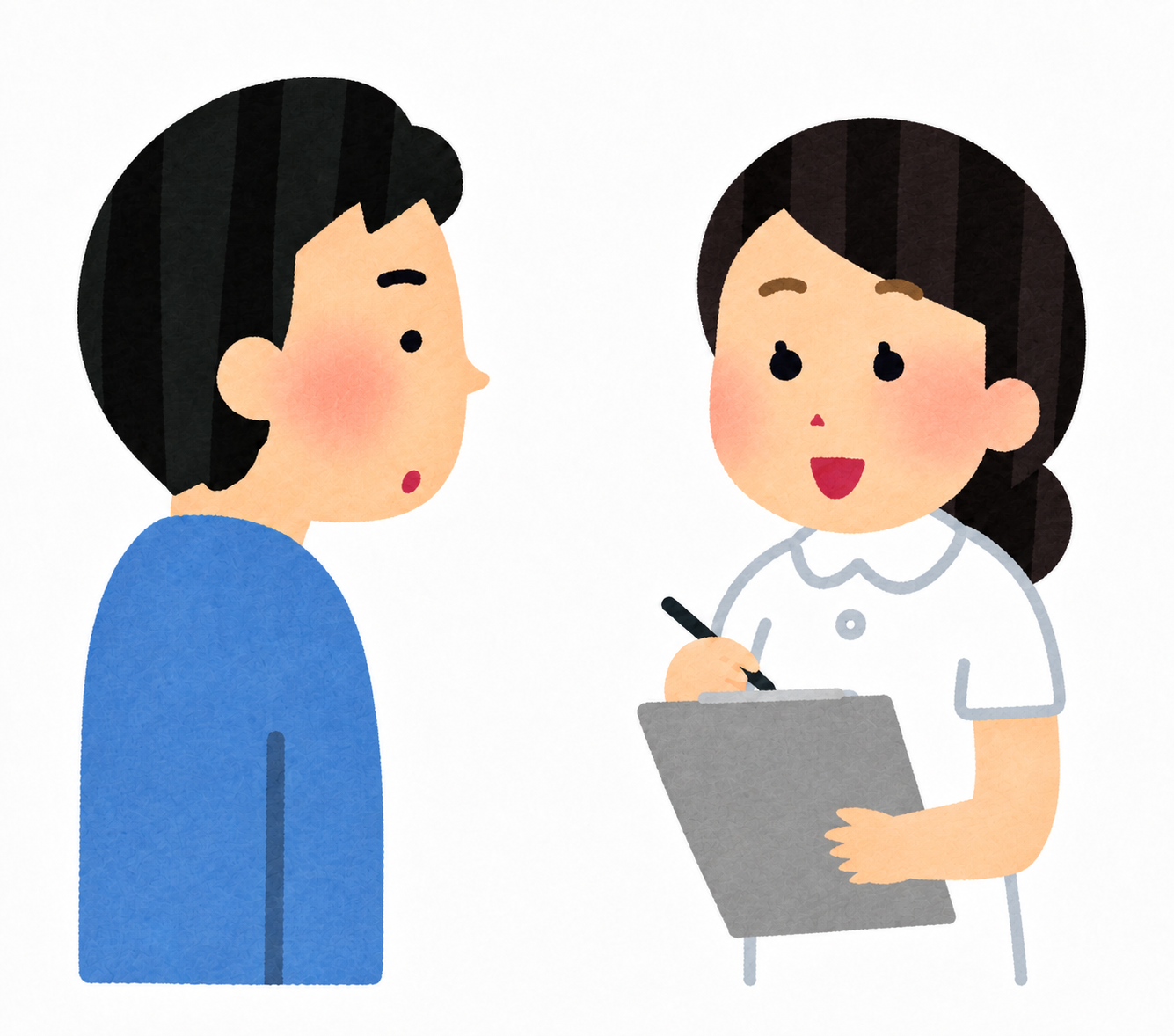 大腸カメラの事前診察を受けている様子